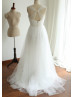 Tulle Sequin Cross Back Long Wedding Dress